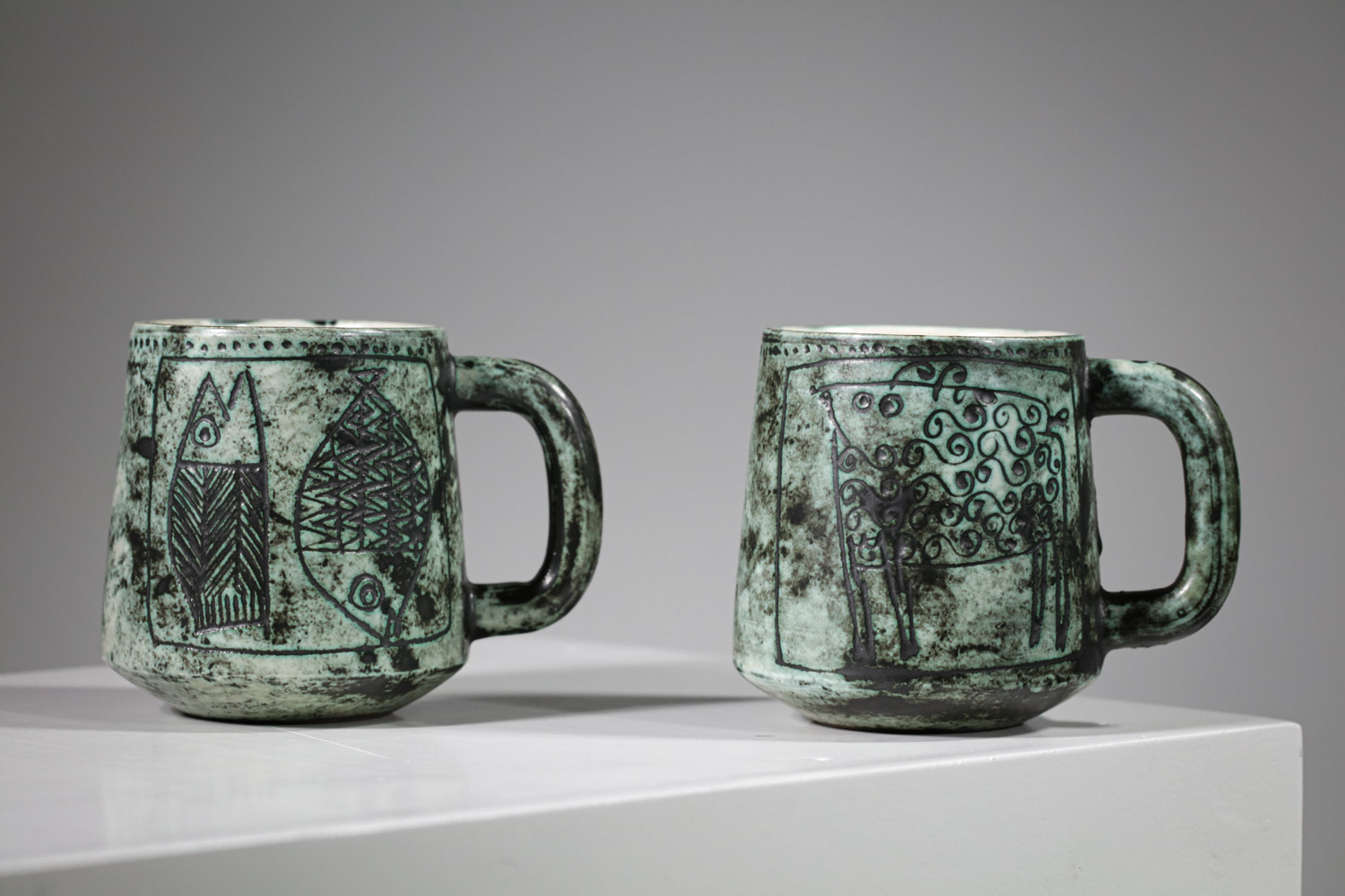 Mugs céramique Jacques blin vert années 50