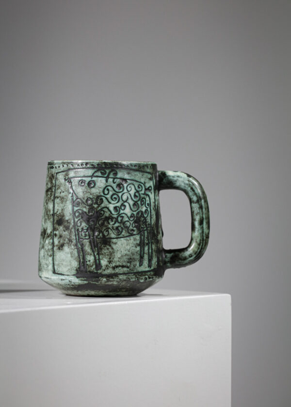 Mugs céramique Jacques blin vert années 50
