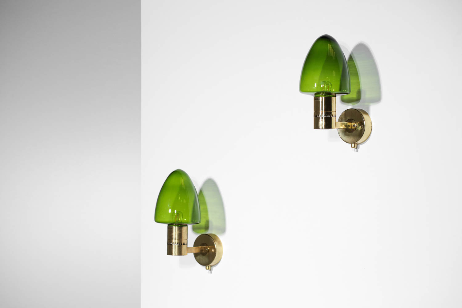 Paires d'appliques Hans agne Jakobsson vintage laiton et globe en verre années 50 scandinave suédoises - G399
