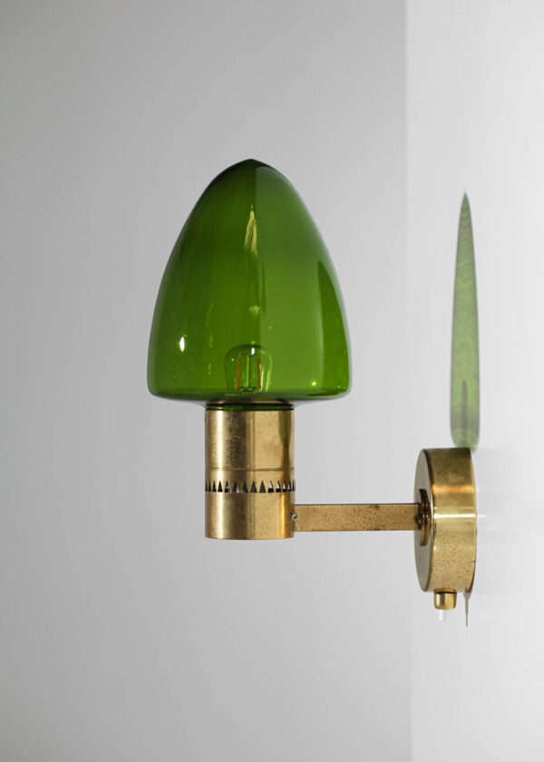 Paires d'appliques Hans agne Jakobsson vintage laiton et globe en verre années 50 scandinave suédoises - G399