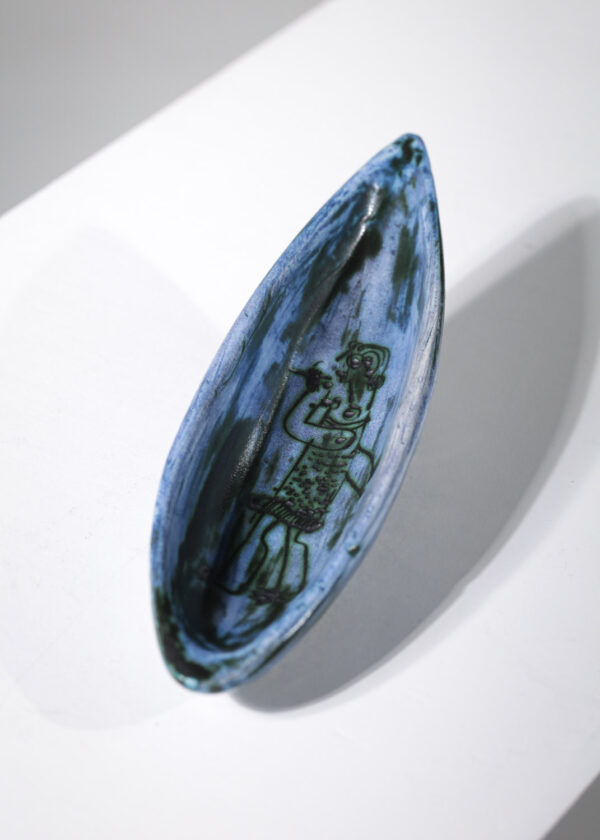Porte pipe vide poche céramique bleue Jacques Blin - G414