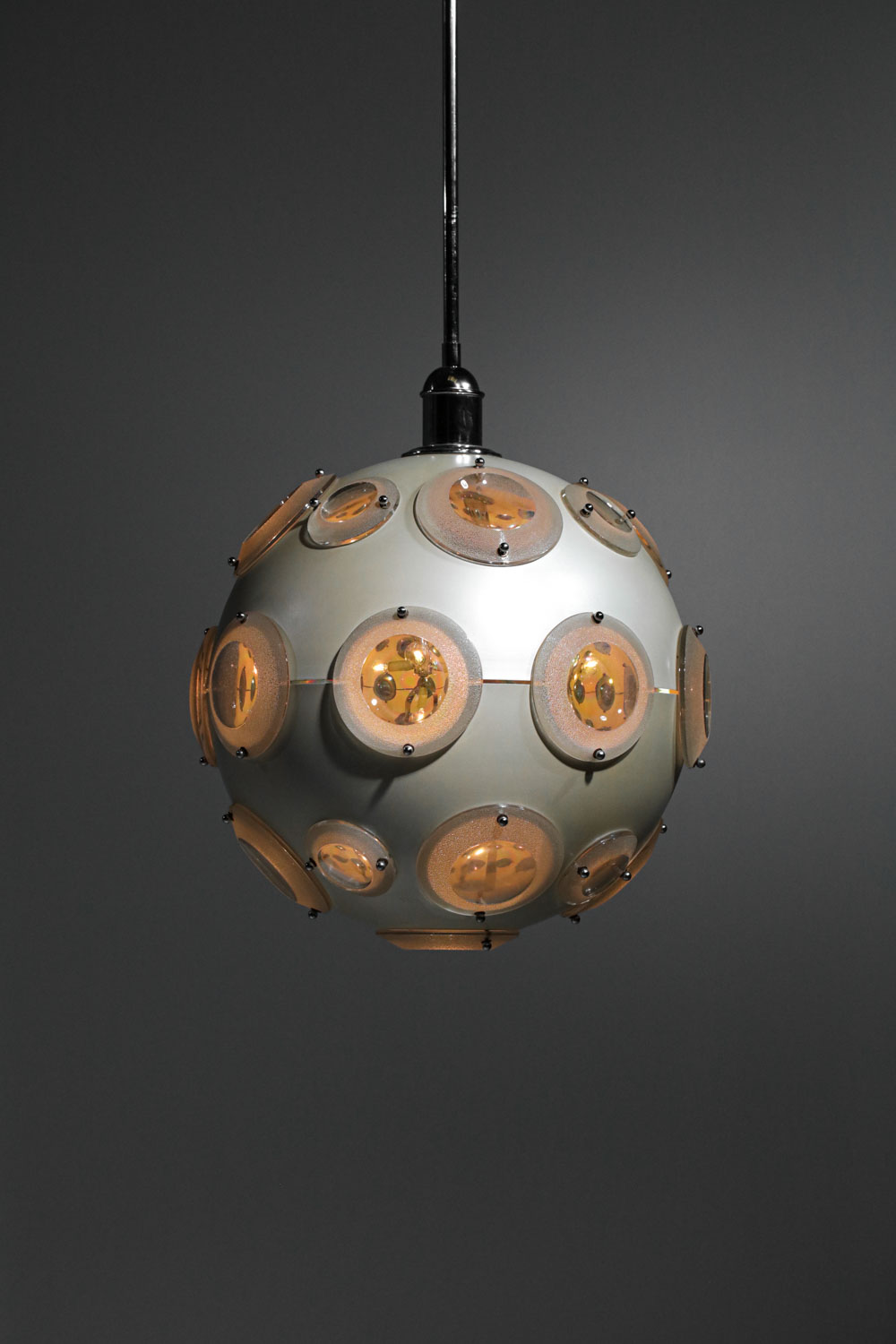 Rare suspension attribuée à Oscar Torlasco années 70 métal laqué chromé - G517