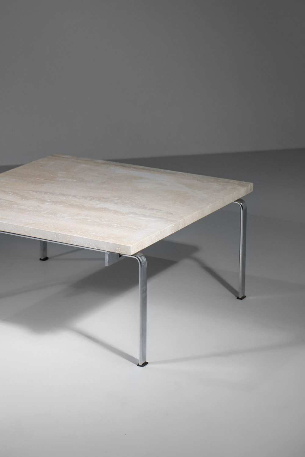 Kastholm et fabricius steel and travertine Danish coffee table - E057