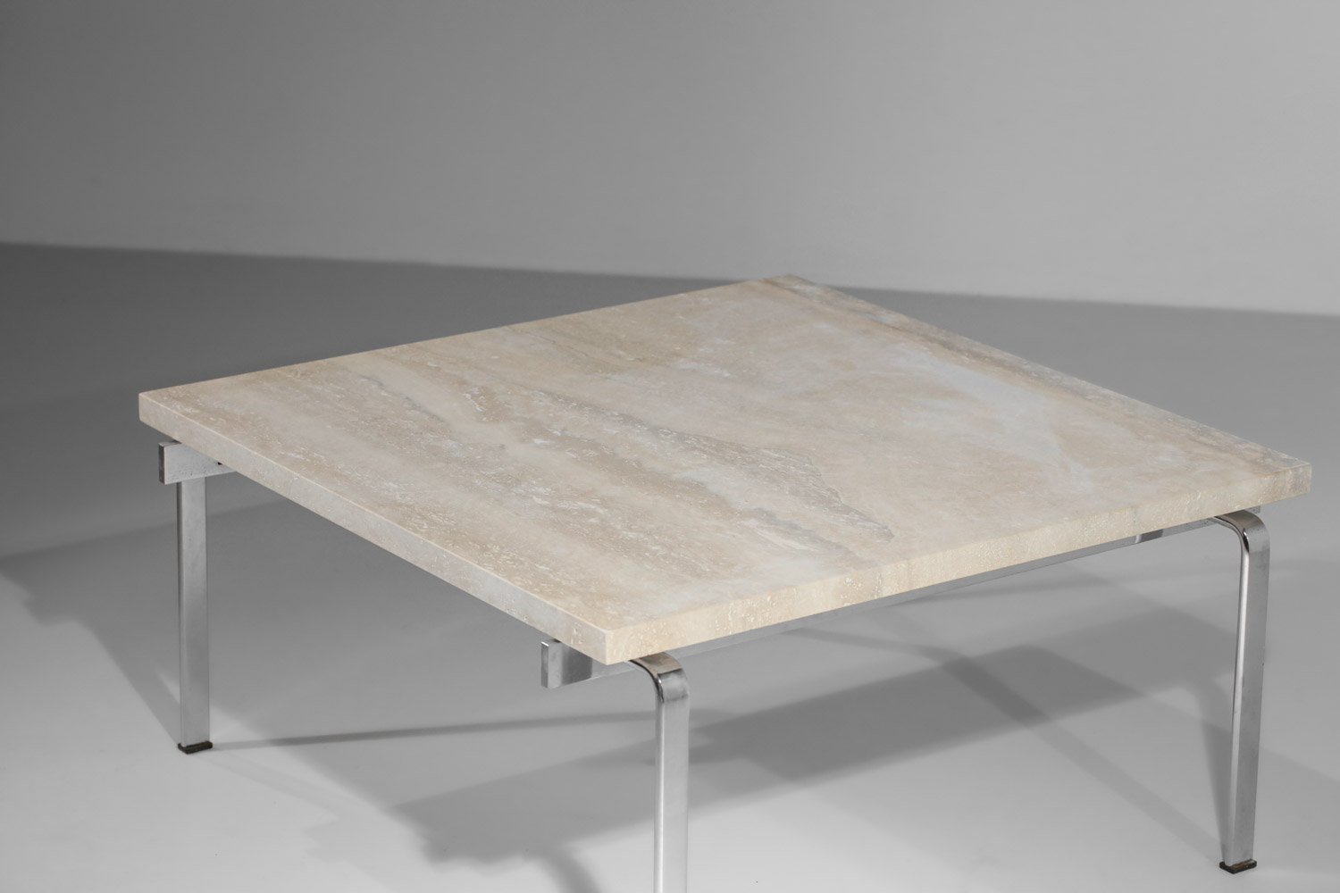Kastholm et fabricius steel and travertine Danish coffee table - E057