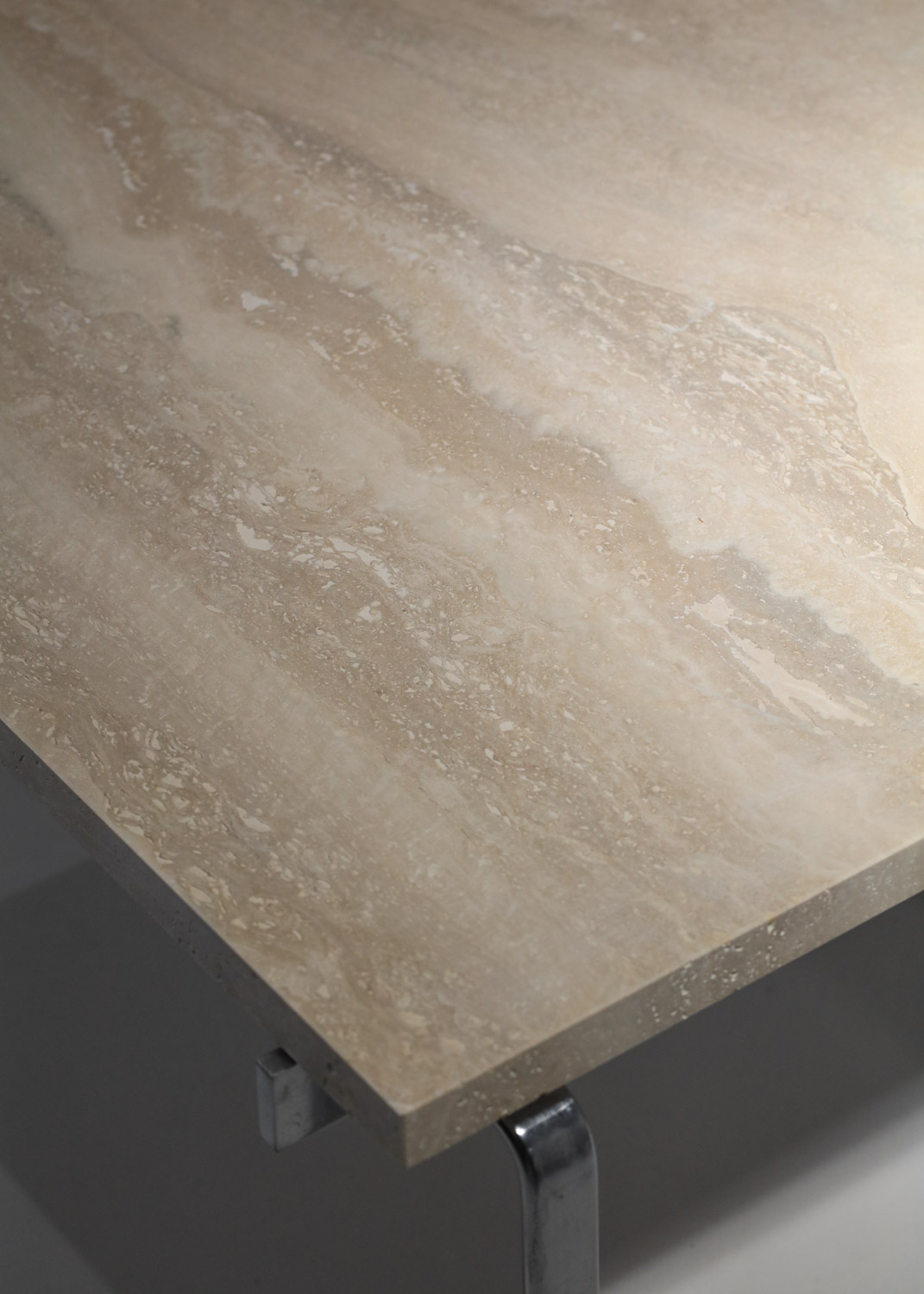 Kastholm et fabricius steel and travertine Danish coffee table - E057