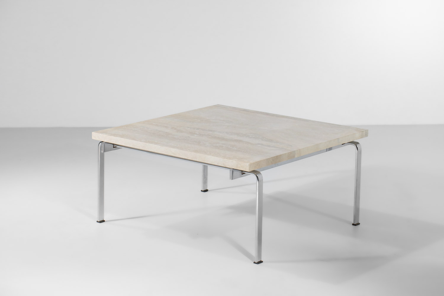 Kastholm et fabricius steel and travertine Danish coffee table - E057