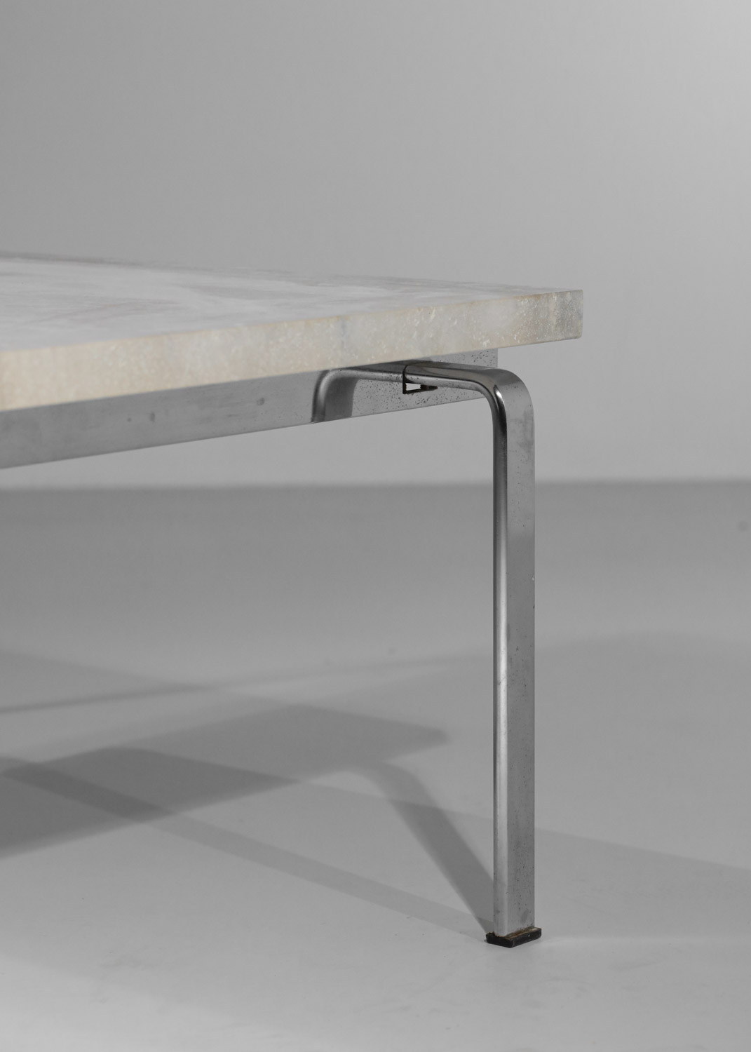 Kastholm et fabricius steel and travertine Danish coffee table - E057
