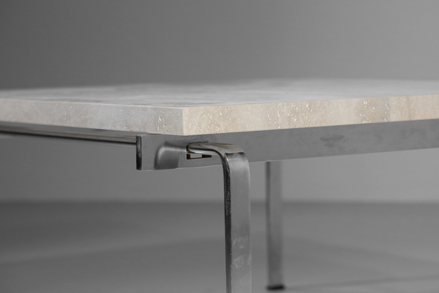 Kastholm et fabricius steel and travertine Danish coffee table - E057