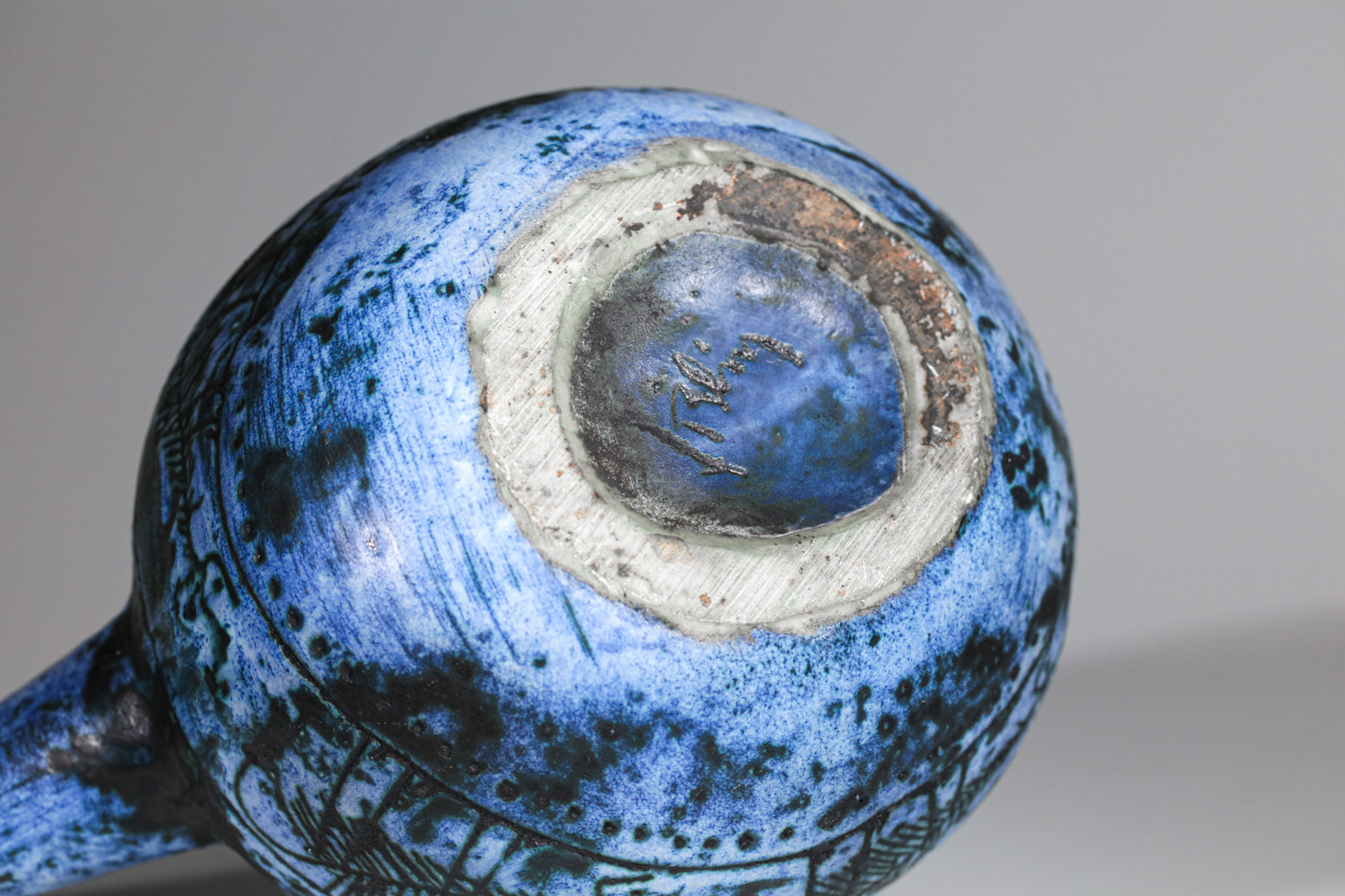 Vase céramique Jacques Blin émaille Bleue années 50 - G529