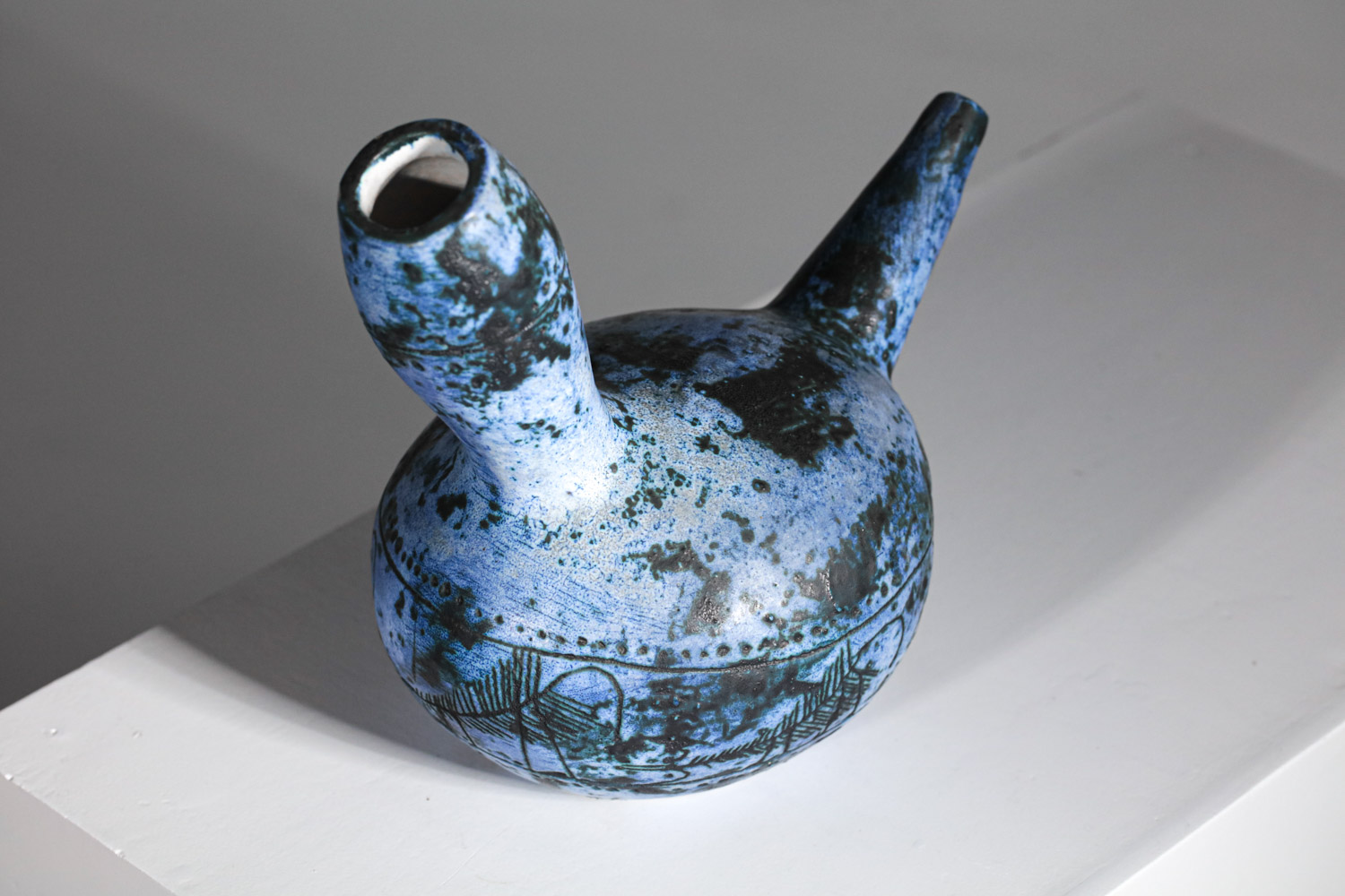 Vase céramique Jacques Blin émaille Bleue années 50 - G529