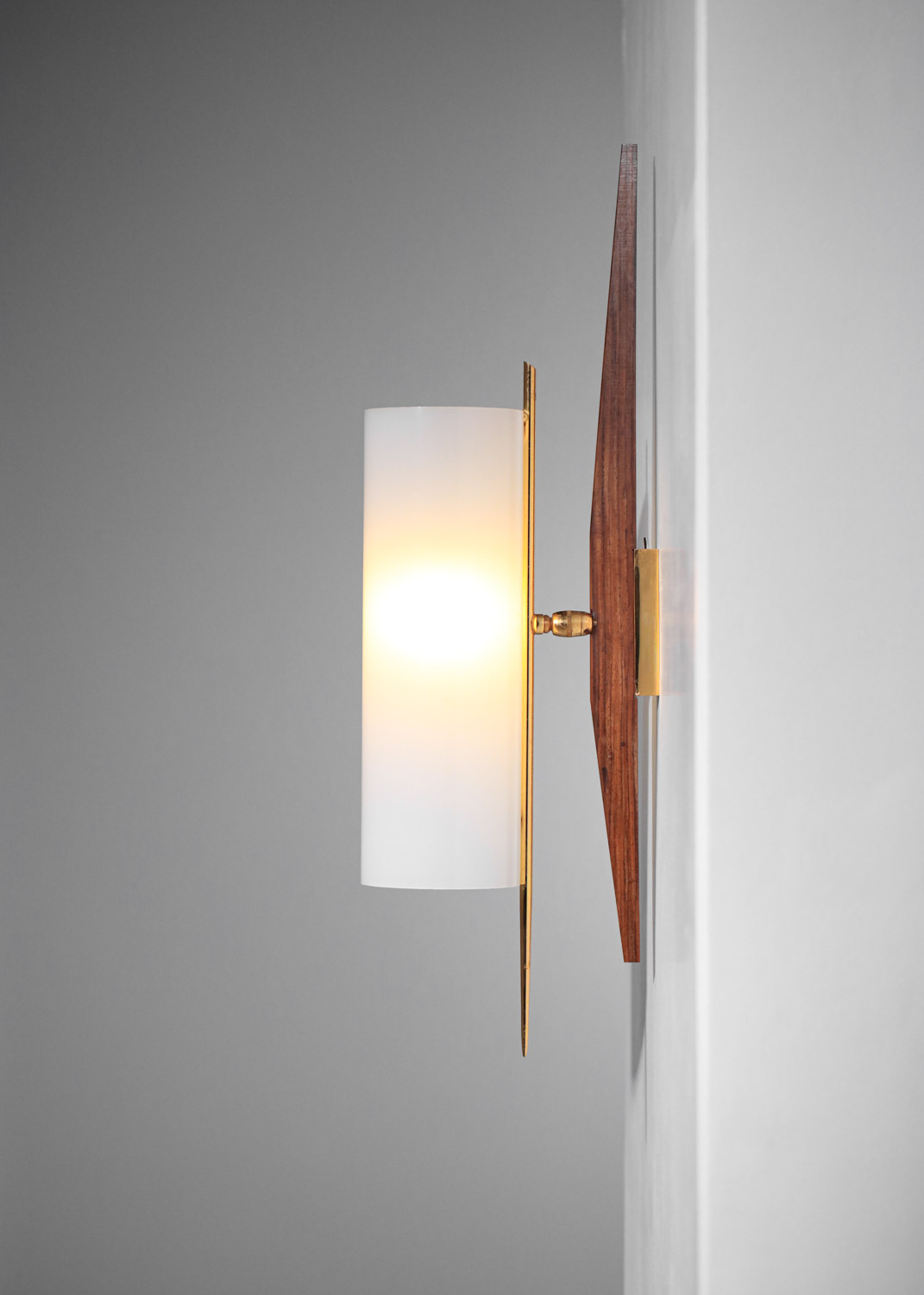 applique arlus plexiglass teck et laiton tube années 60 H489