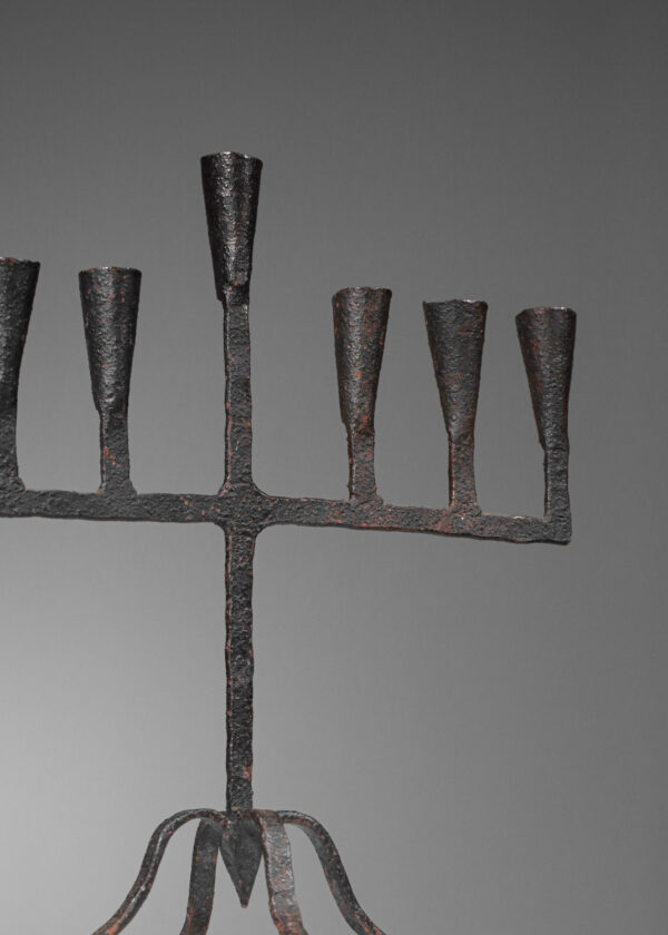 bougeoir en fer forgé 7 bougies années 60 français - H534