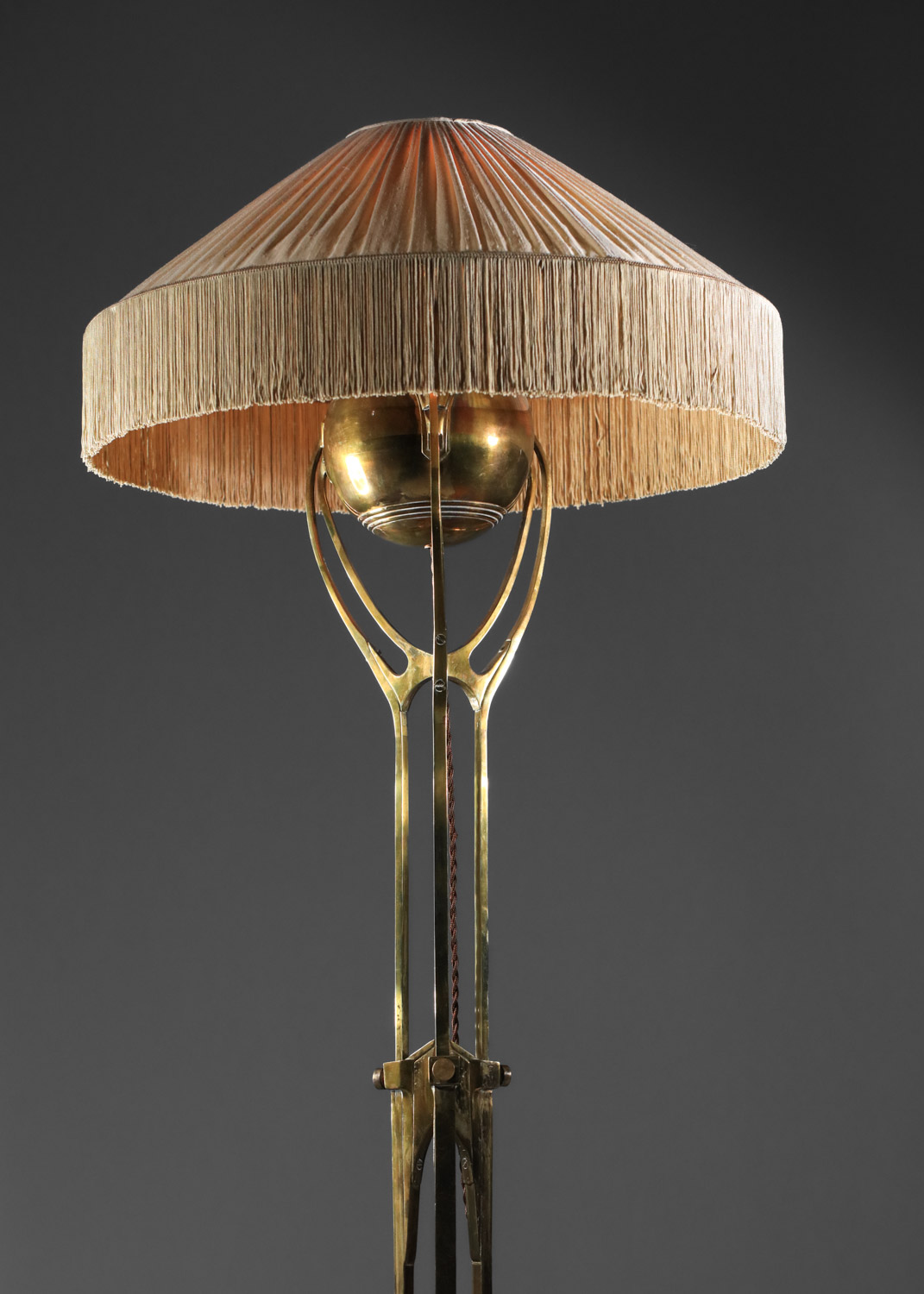 candélabre monté en lampadaire art nouveau en laiton massif années 40 - I305