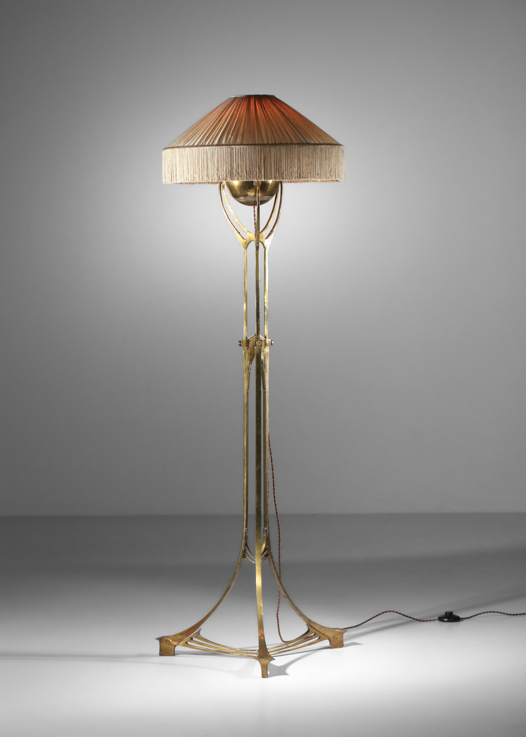 candélabre monté en lampadaire art nouveau en laiton massif années 40 - I305