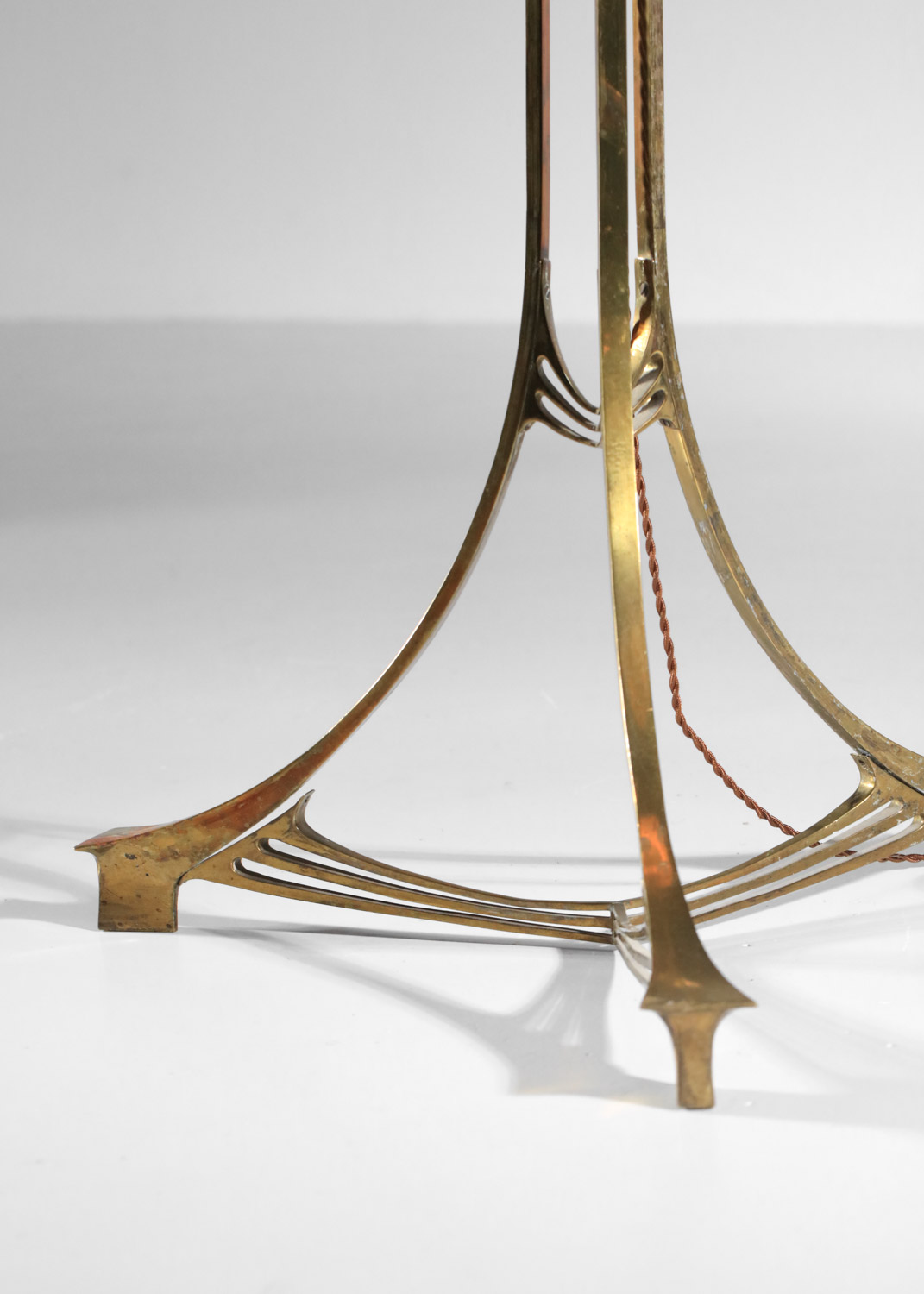 candélabre monté en lampadaire art nouveau en laiton massif années 40 - I305