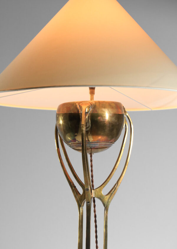 candélabre monté en lampadaire art nouveau en laiton massif années 40 - I305