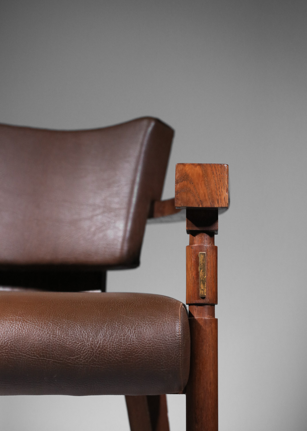 Fauteuil de bureau charles dudouyt en chêne massif art déco années 30