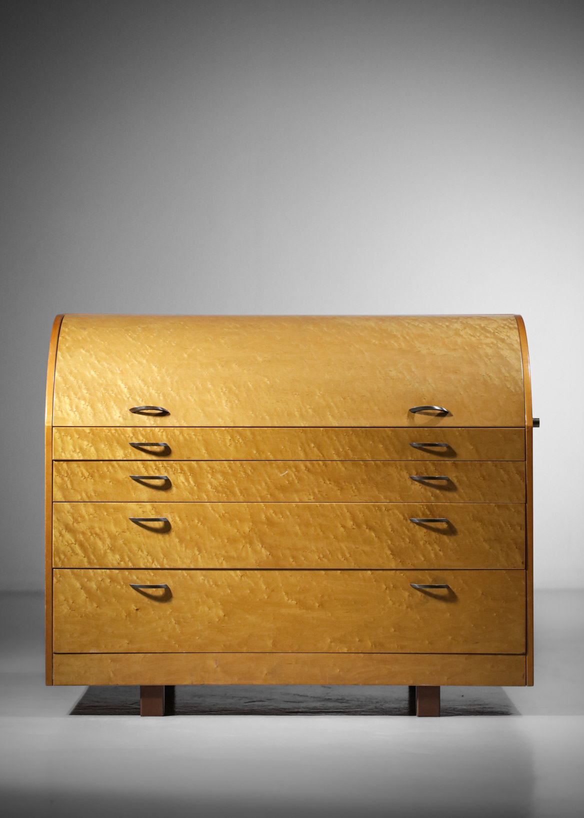 commode bureau secretaire giovanni offredi pour saporiti 1980s bois de loupe - F451