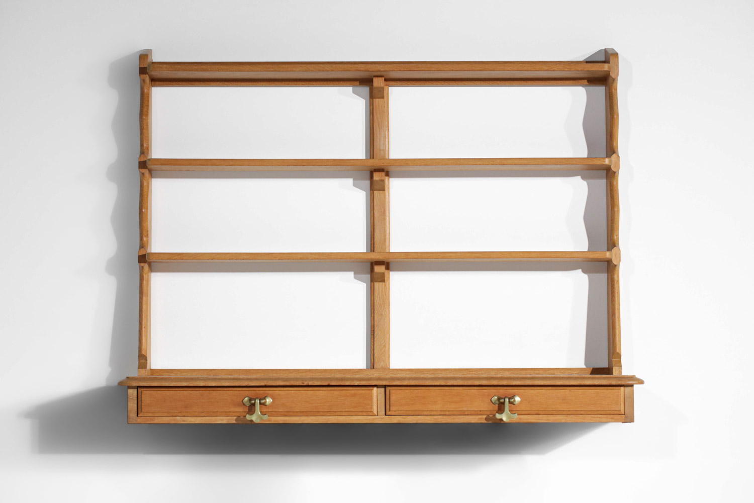 console étagère murale guillerme et chambron en chêne années 60 G636