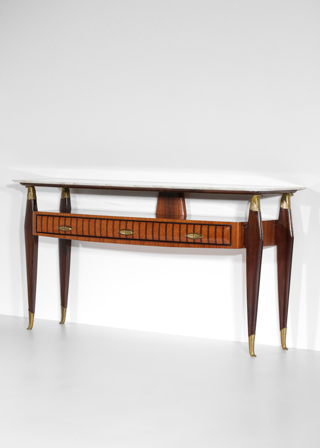 console italienne années 60 en marbre style Paolo Buffa vintage