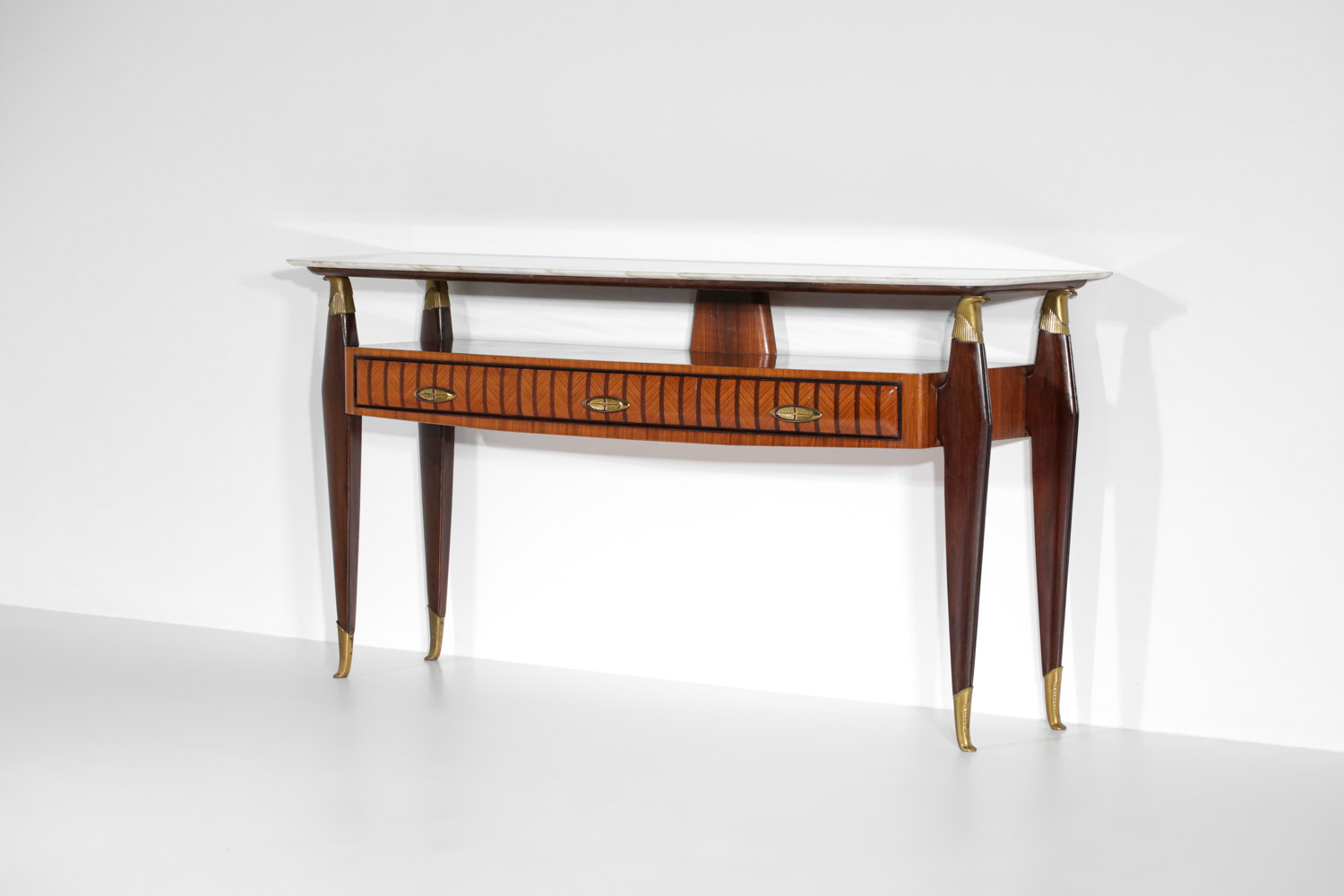 console italienne années 60 en marbre style Paolo Buffa vintage
