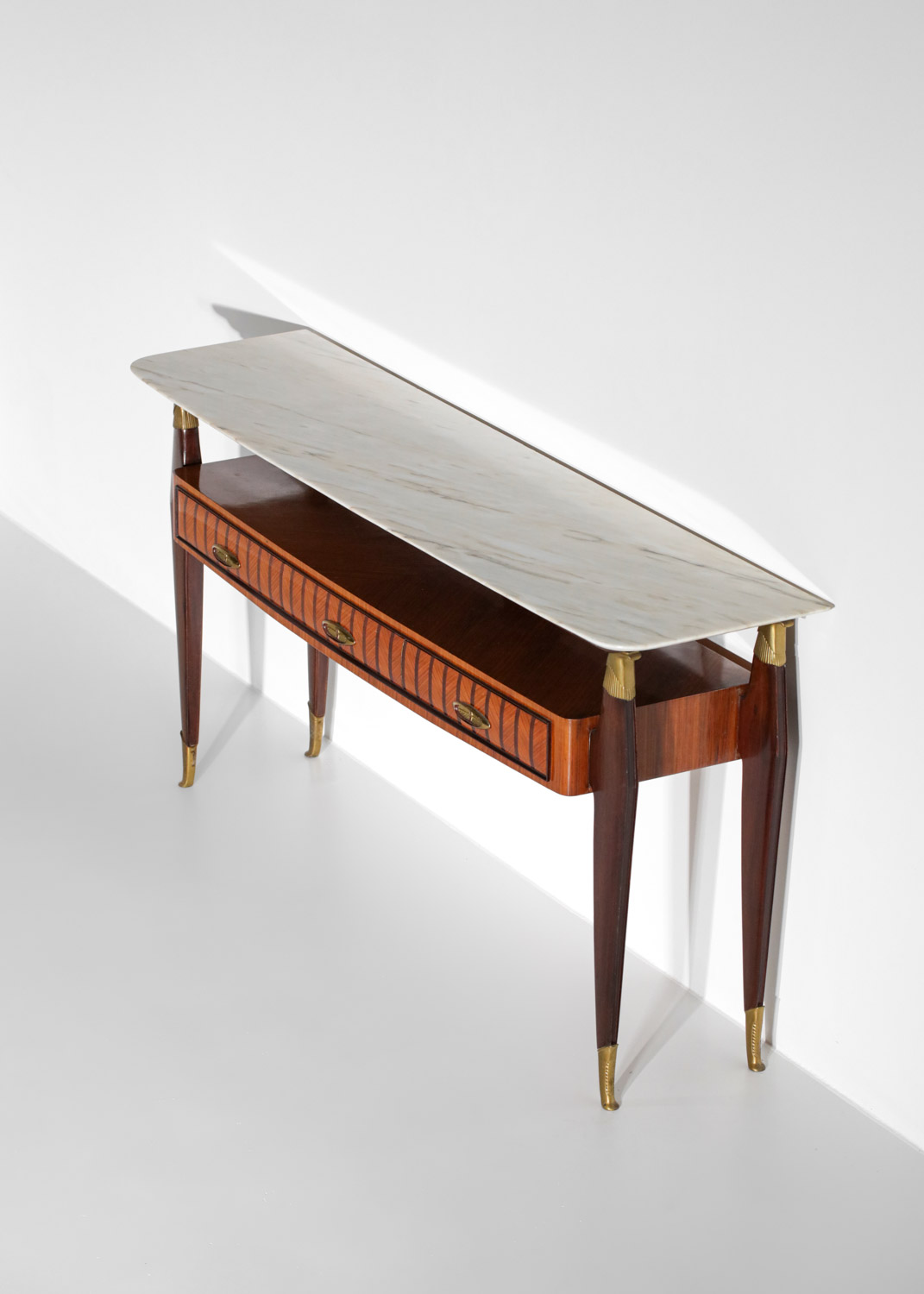 console italienne années 60 en marbre style Paolo Buffa vintage