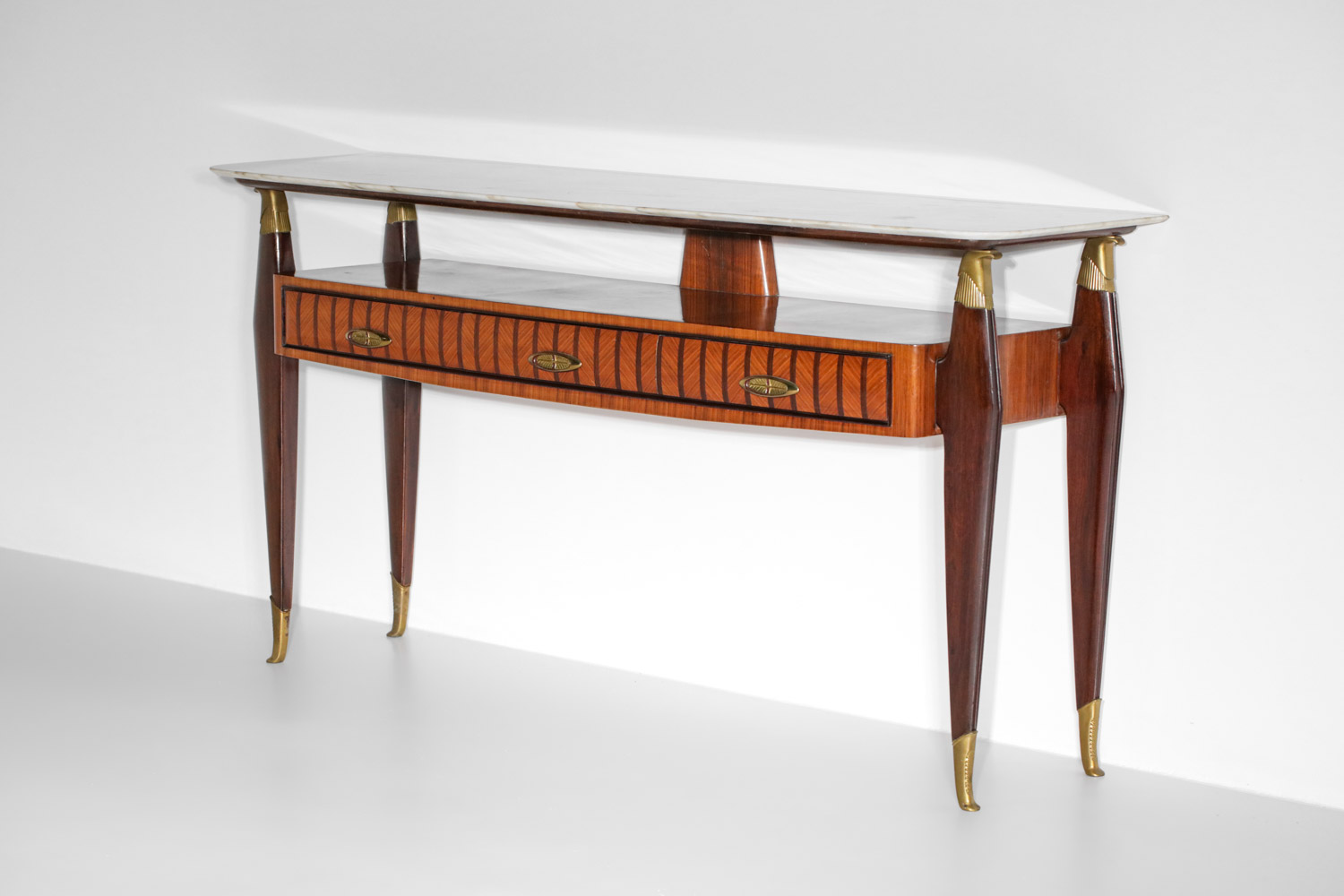 console italienne années 60 en marbre style Paolo Buffa vintage