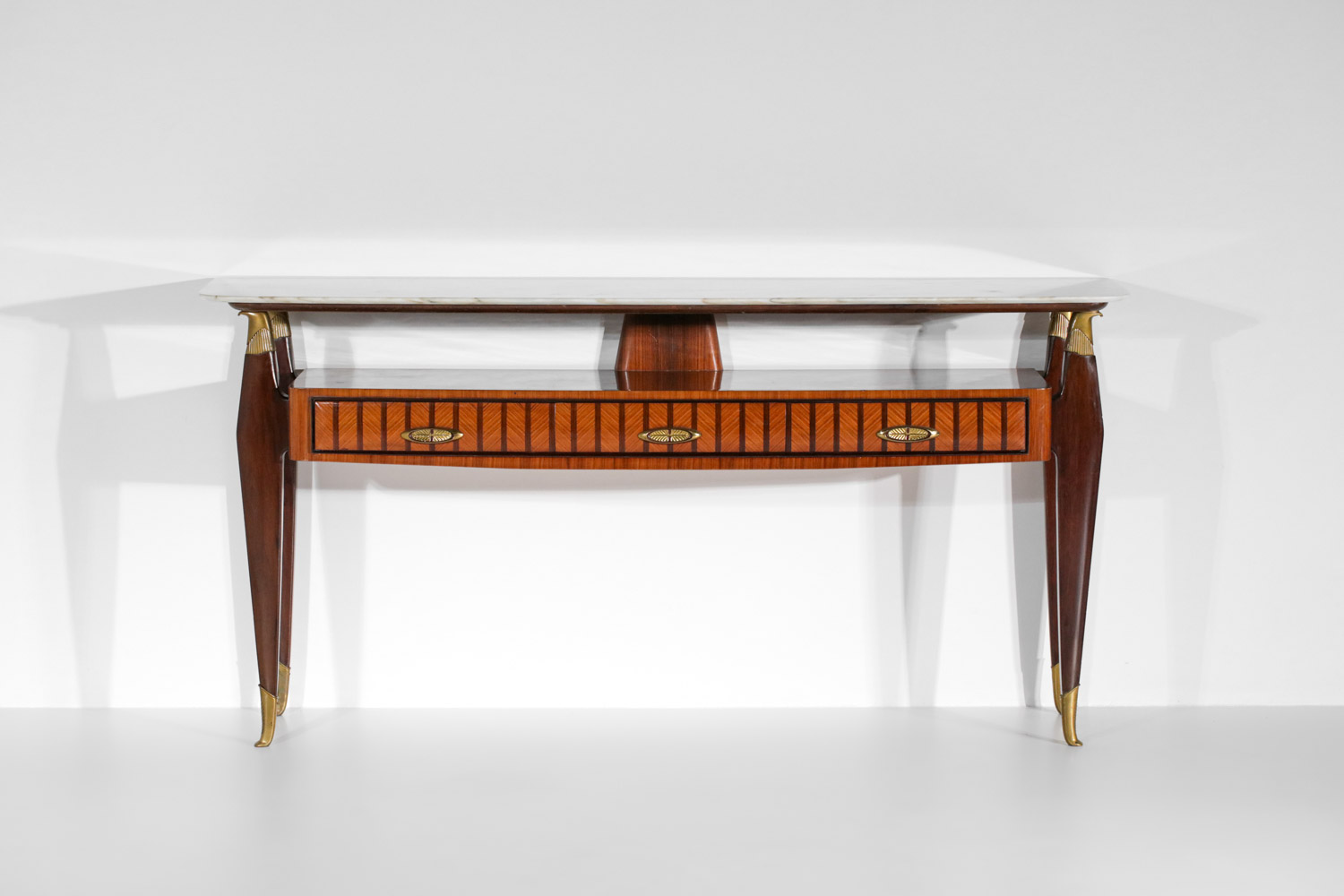 console italienne années 60 en marbre style Paolo Buffa vintage