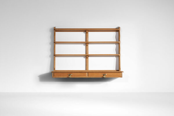 console étagère murale guillerme et chambron en chêne années 60 G636
