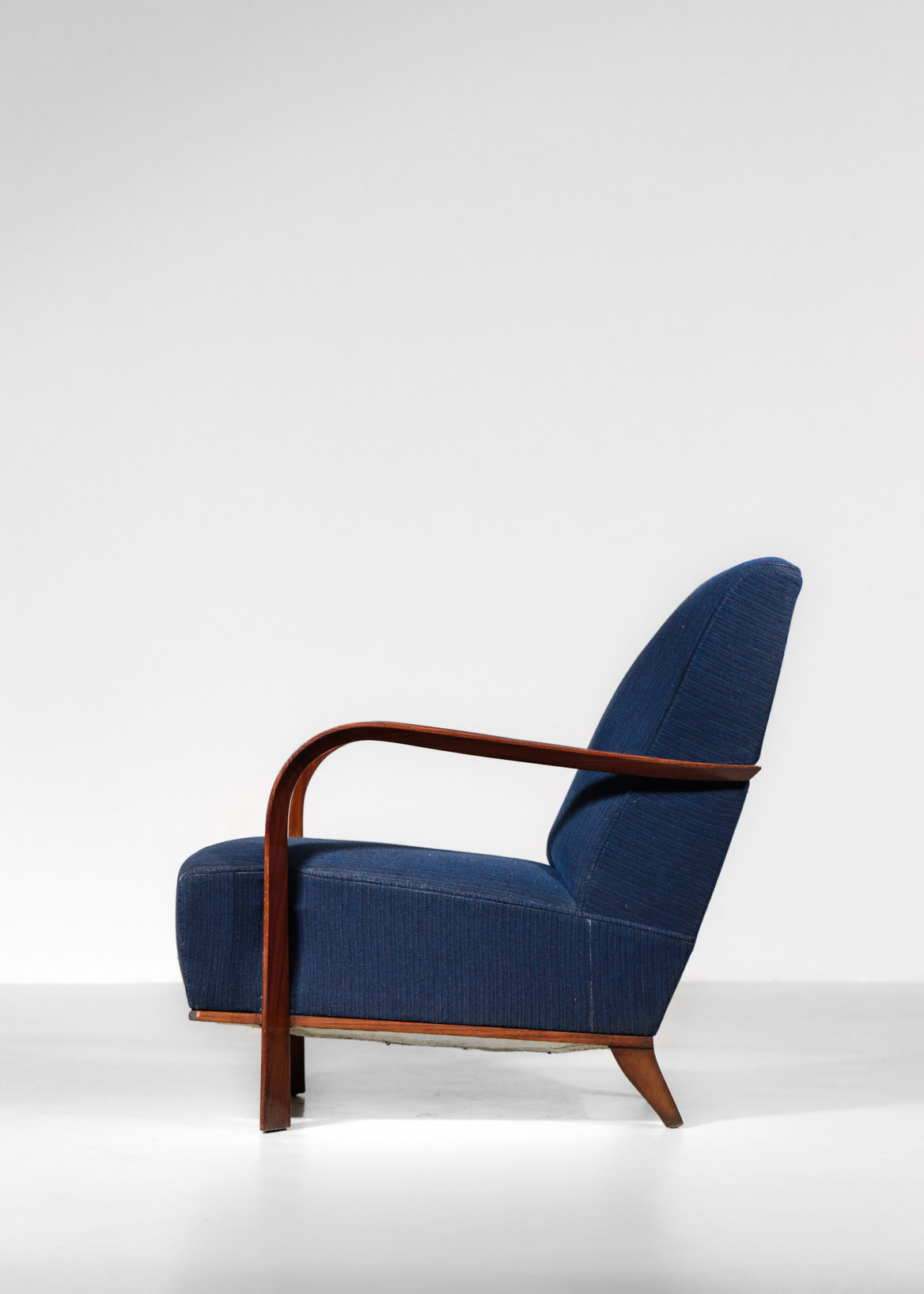 Pair Of Art Deco Armchairs Jules Leleu Style, Dark Blue - Image 2