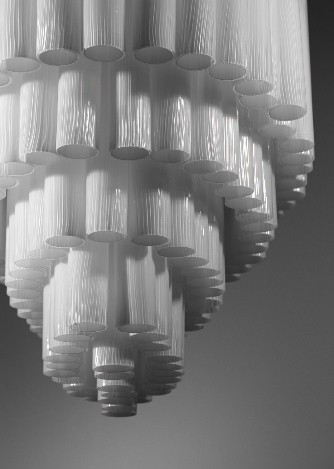 large chandelier murano glass 120 white cylinders 70's - E009 - Image 13