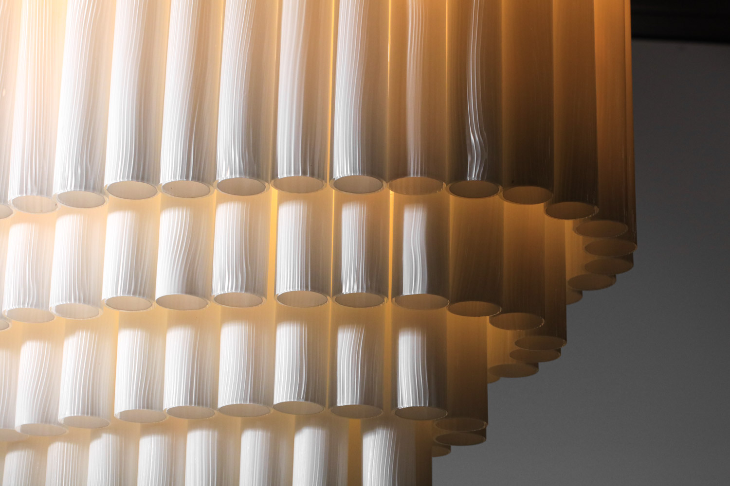 large chandelier murano glass 120 white cylinders 70's - E009 - Image 2