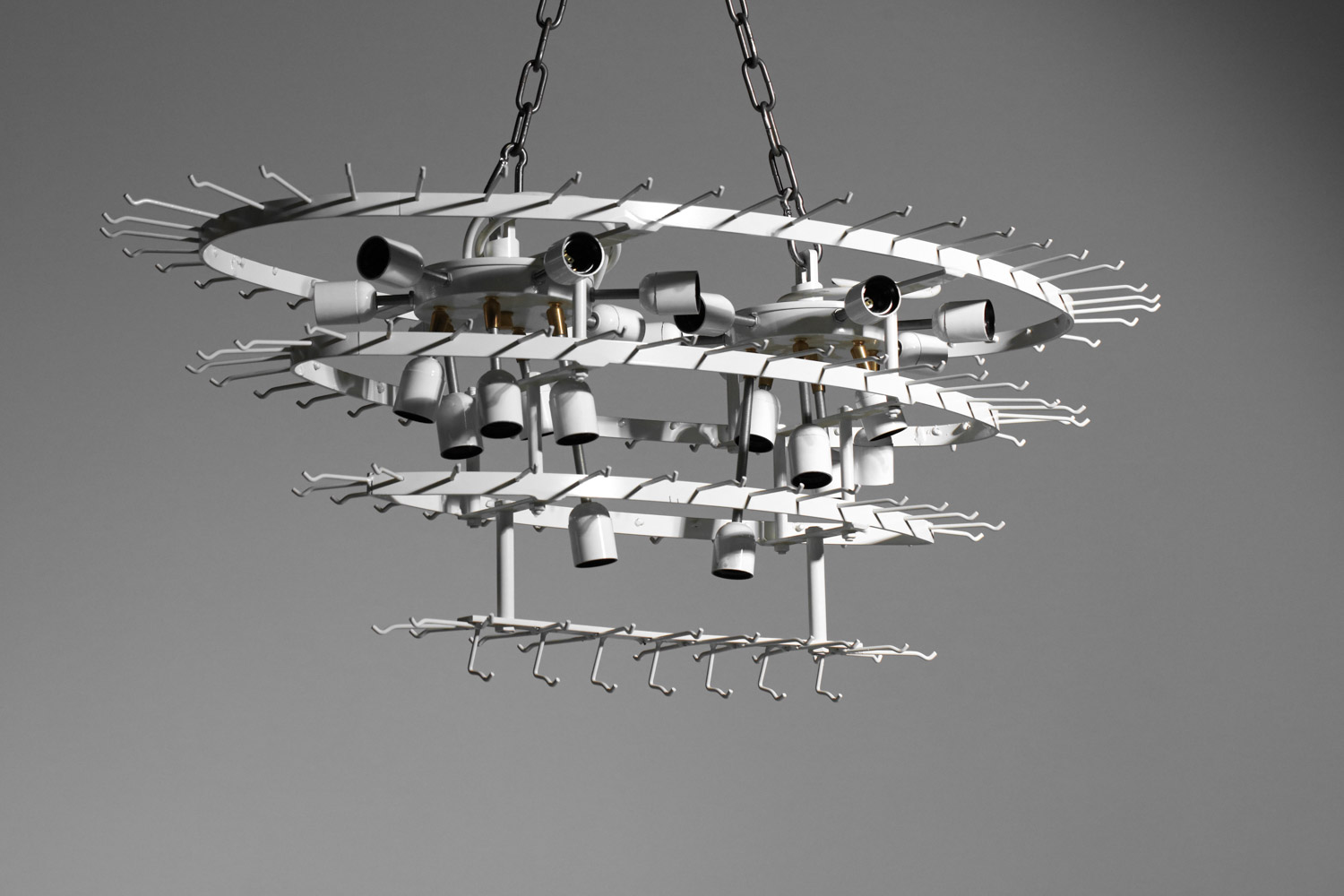 large chandelier murano glass 120 white cylinders 70's - E009 - Image 15
