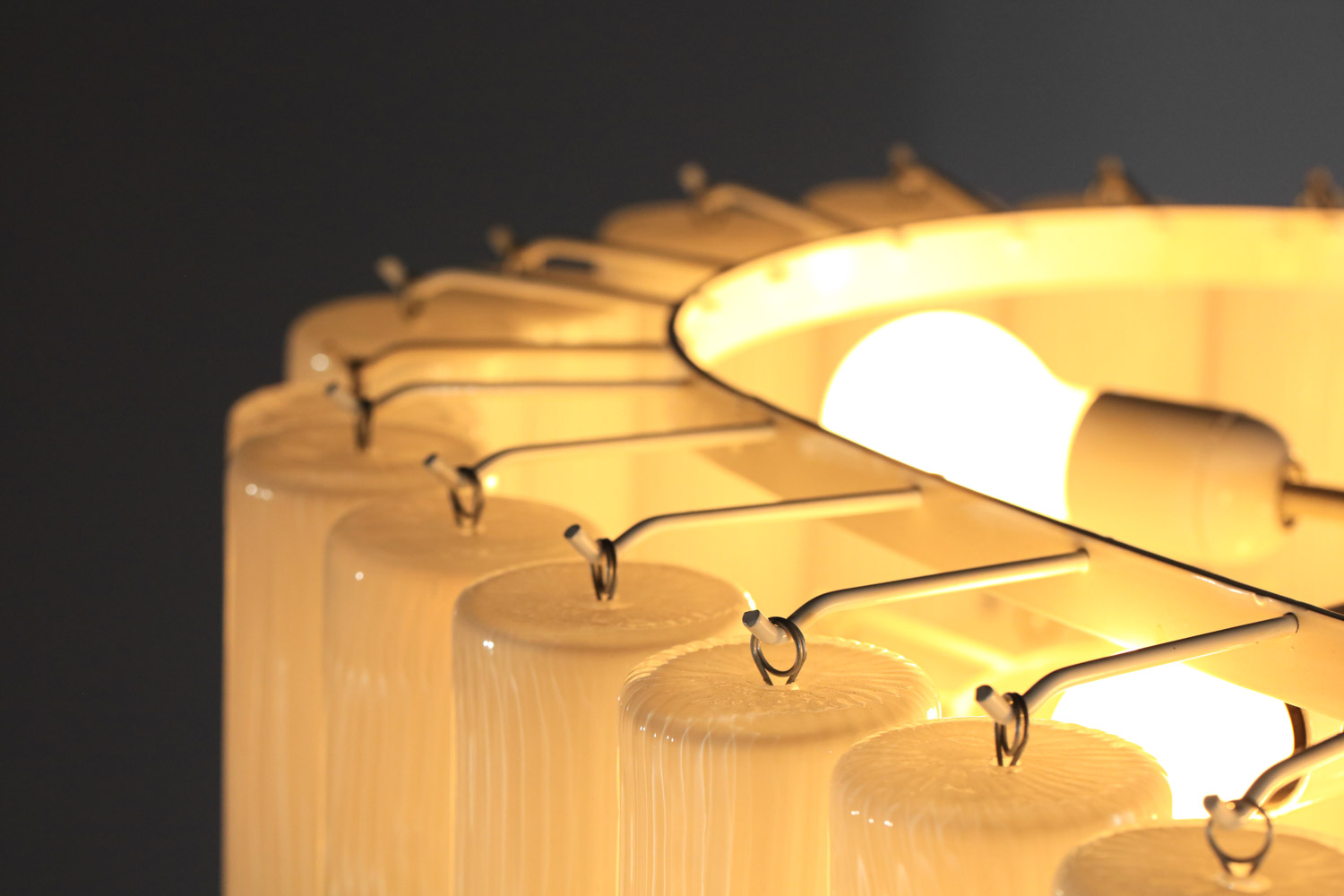 large chandelier murano glass 120 white cylinders 70's - E009 - Image 8
