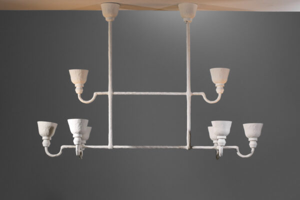 grand lustre moderne en plâtre inspiration diego giacometti 8 lampes - MM010