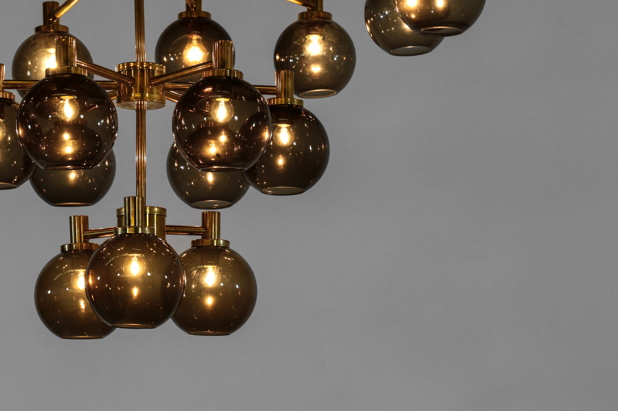Large chandelier Hans Agne Jakobsson Style vintage smoked glass "Georgia" - MD103 - Image 11