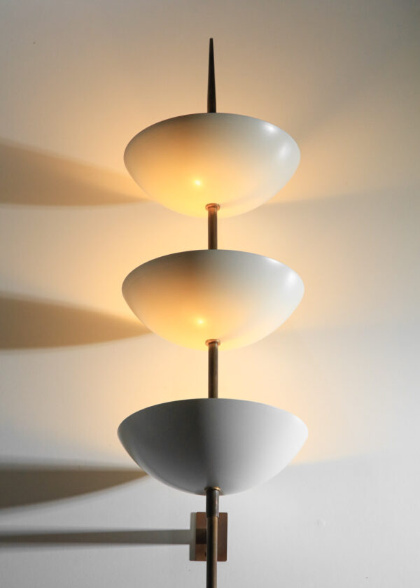 grande applique moderne flambeau 3 coupelles métal laqué et laiton massif - G300 - EL154
