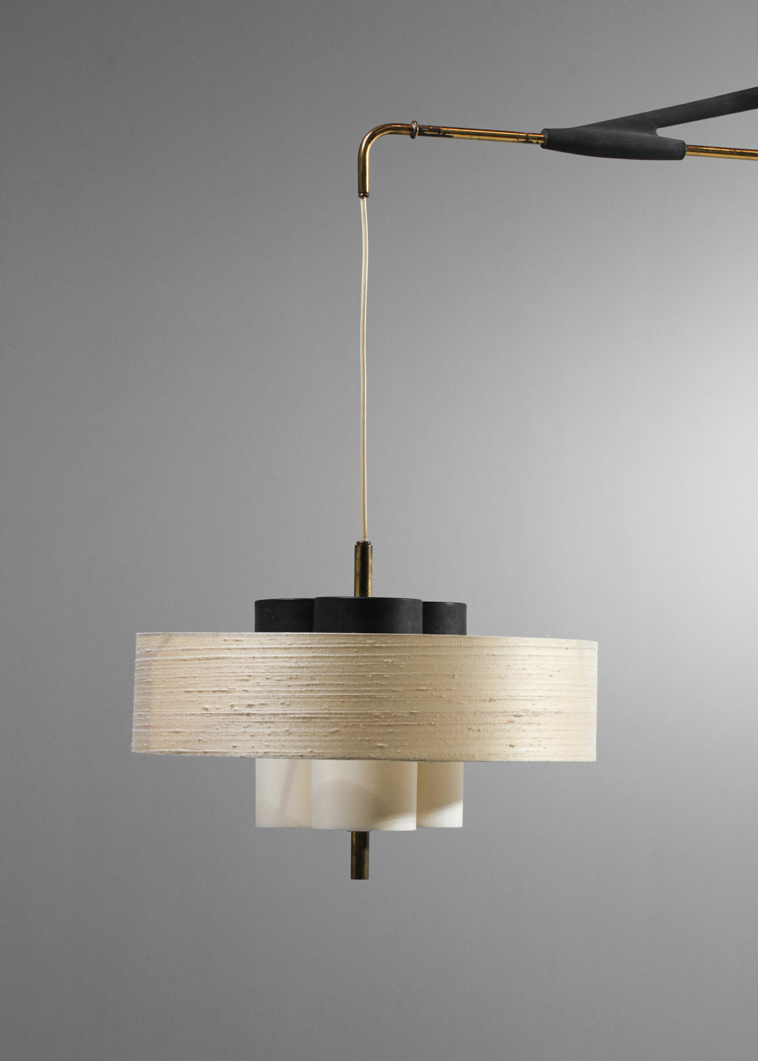grande applique potence Arlus abat jour tissu années 50 télescopique - F151