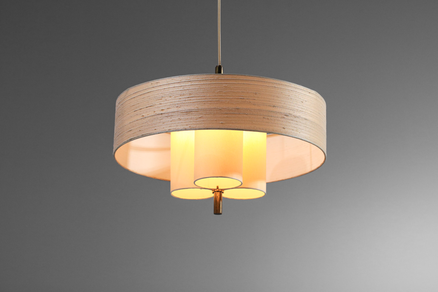 grande applique potence Arlus abat jour tissu années 50 télescopique - F151