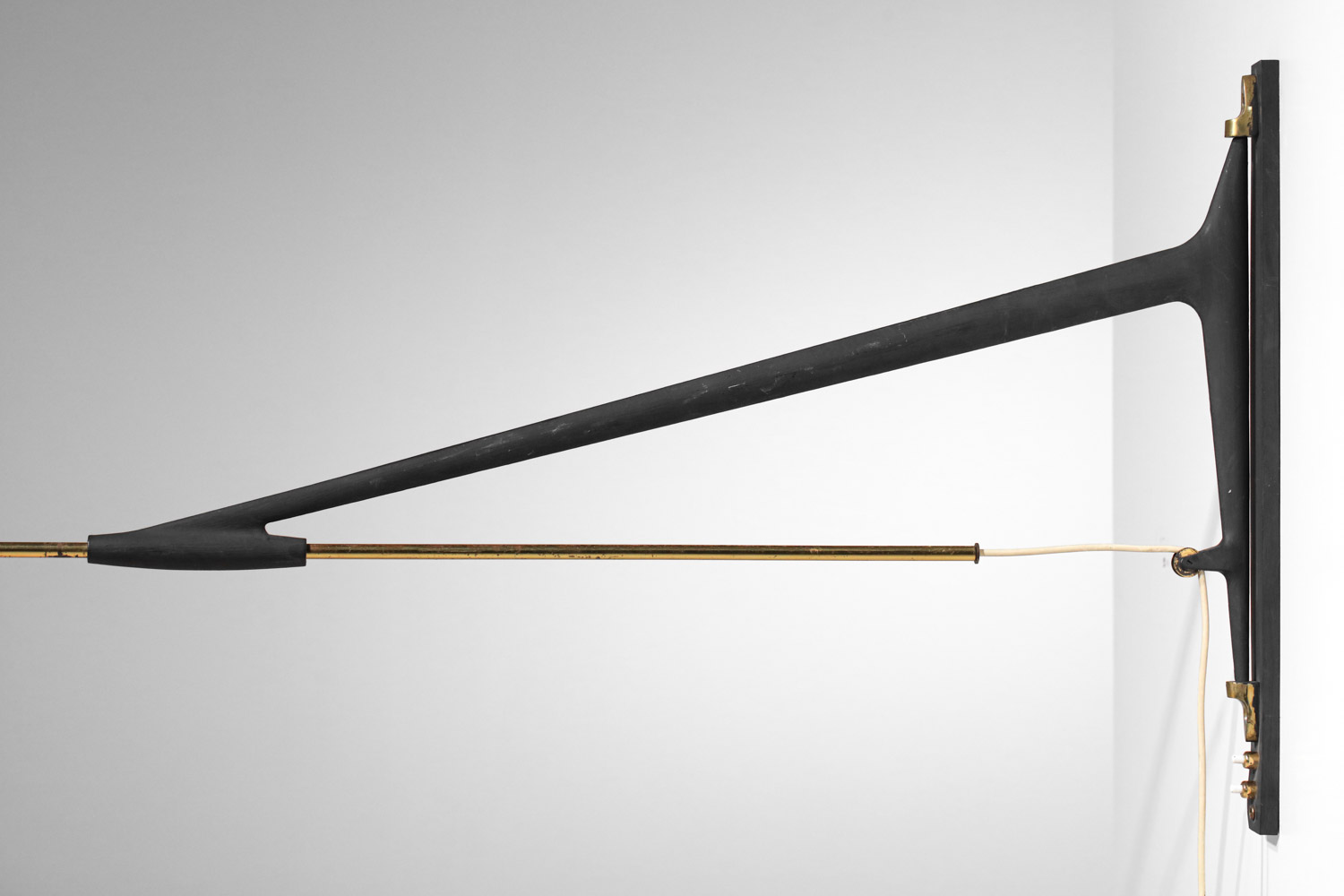 grande applique potence Arlus abat jour tissu années 50 télescopique - F151
