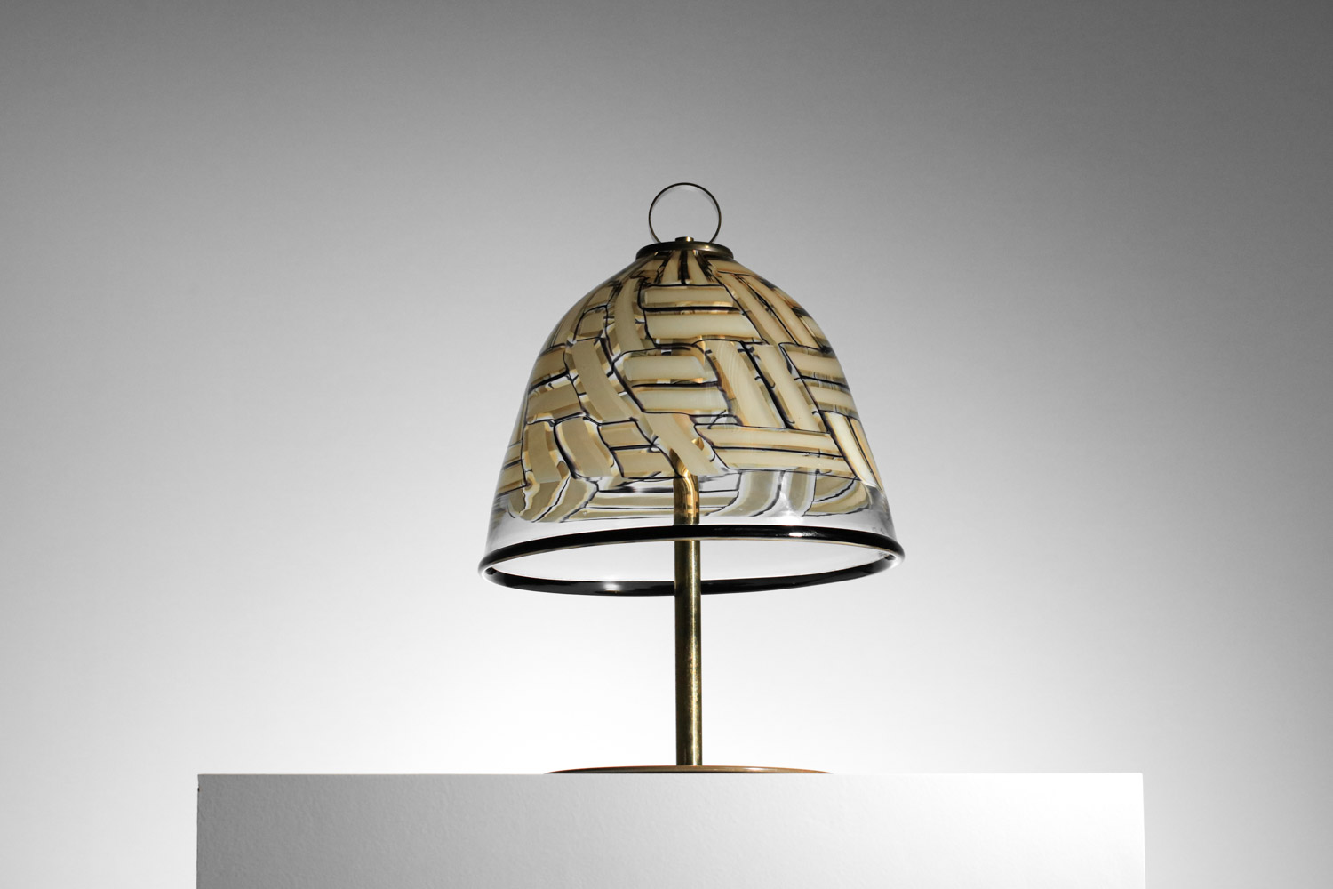 grande lampe de table italienne barovier et toso années 70 en verre et laiton - I168