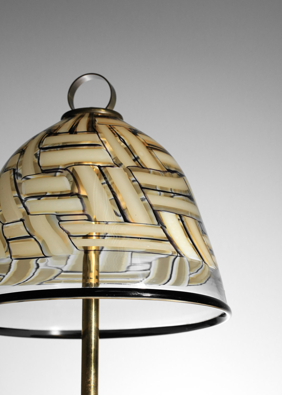 grande lampe de table italienne barovier et toso années 70 en verre et laiton - I168