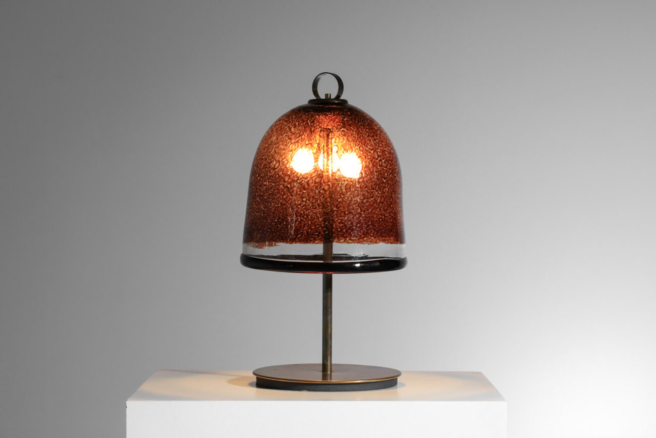 grande lampe de table italienne en verre de murano mouchetée années 70 - I434