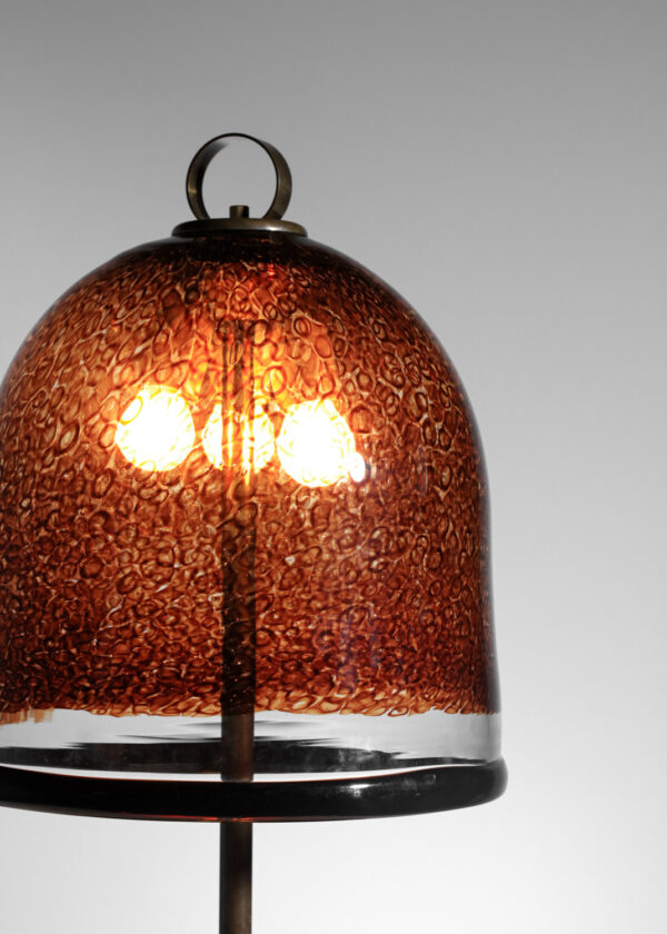 grande lampe de table italienne en verre de murano mouchetée années 70 - I434