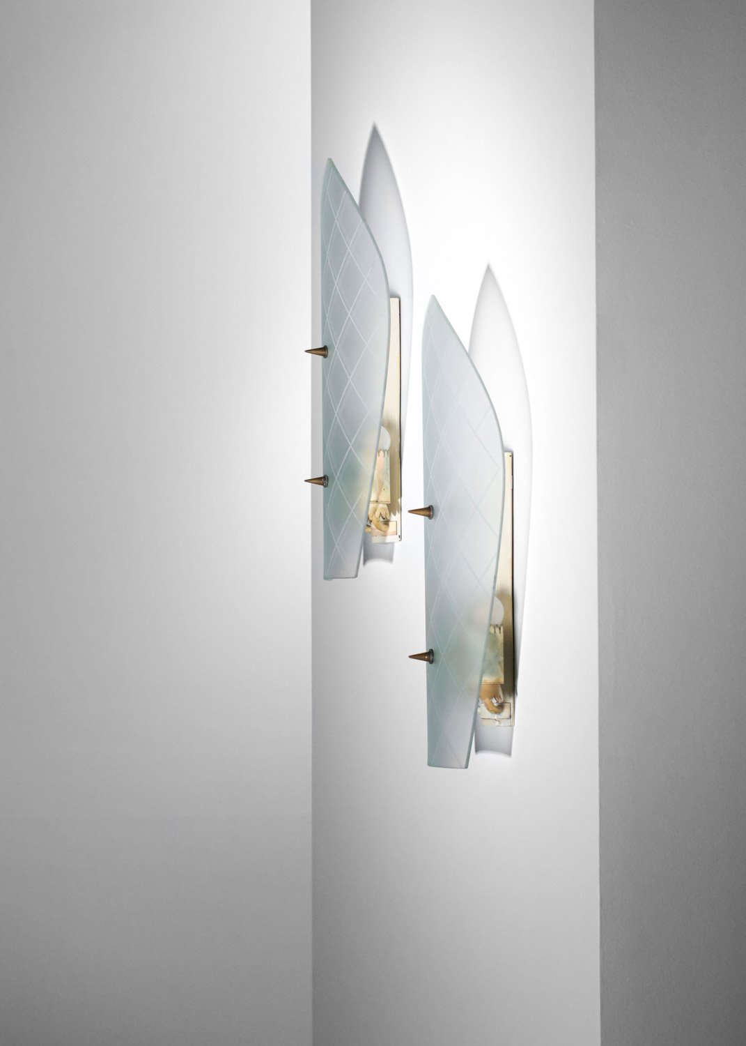grande paire d'appliques italiennes en verre attribuées à Pietro Chiesa années 60 - G721