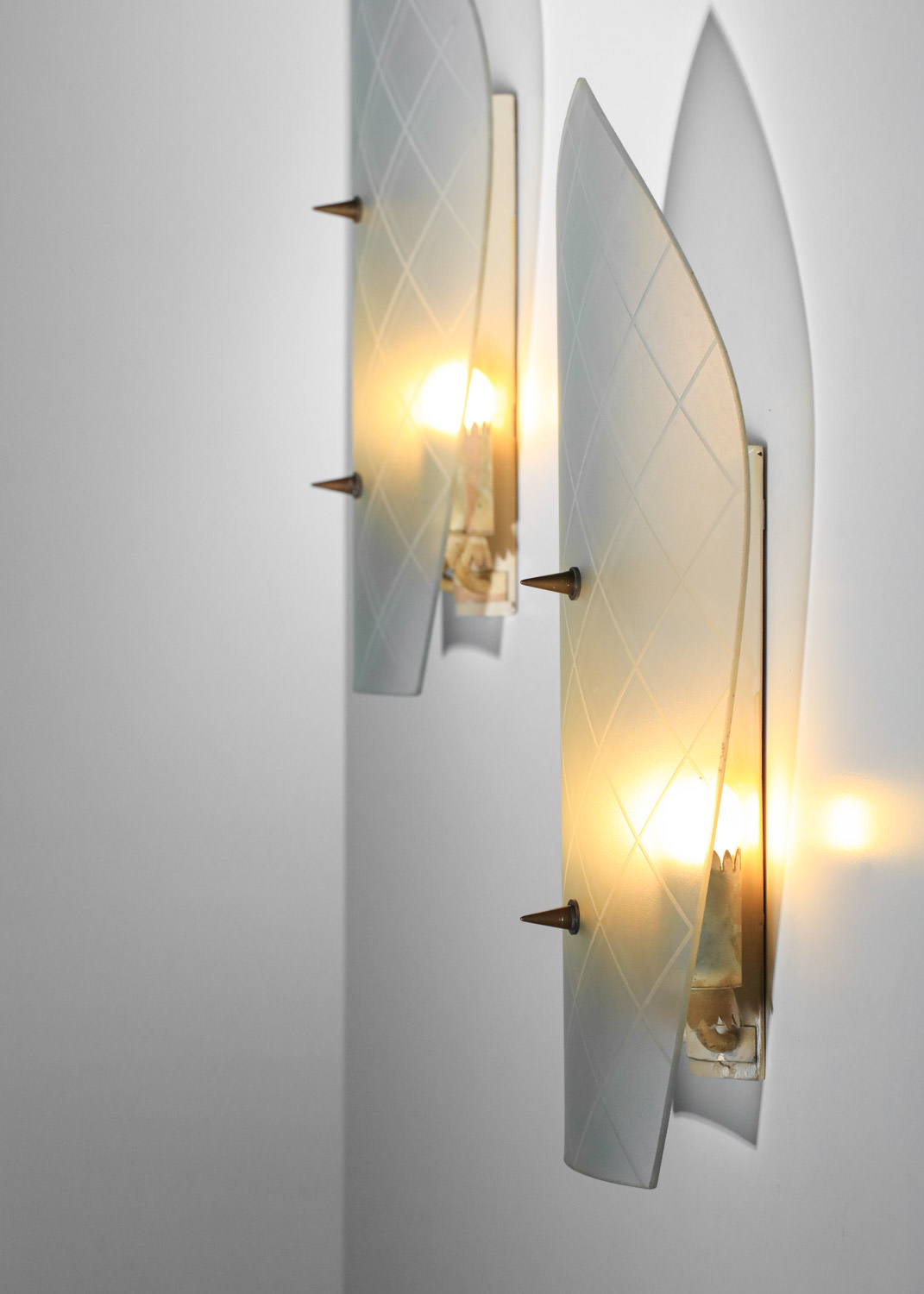 grande paire d'appliques italiennes en verre attribuées à Pietro Chiesa années 60 - G721