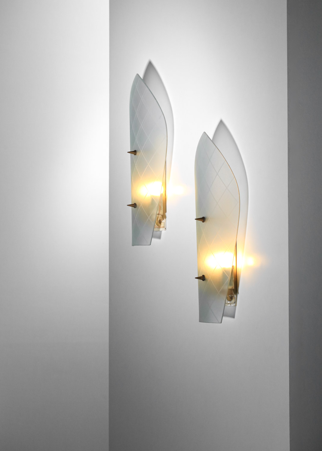 grande paire d'appliques italiennes en verre attribuées à Pietro Chiesa années 60 - G721