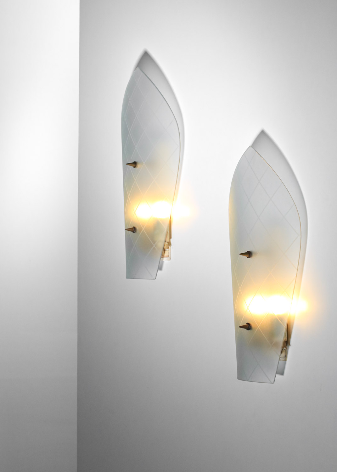 grande paire d'appliques italiennes en verre attribuées à Pietro Chiesa années 60 - G721