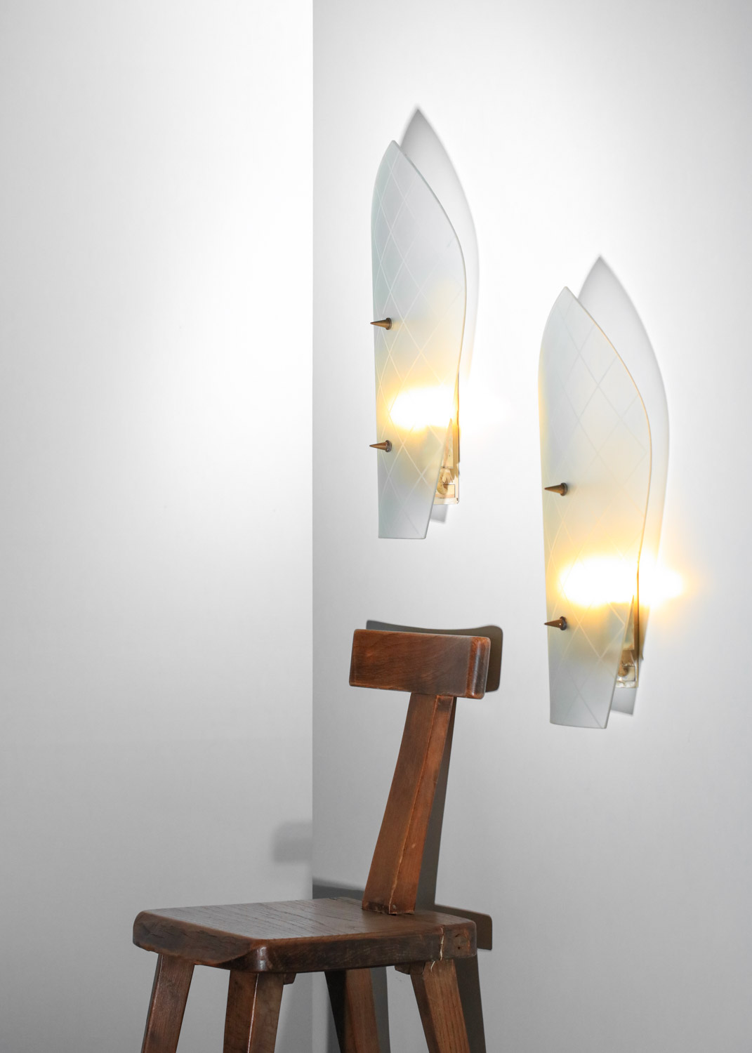 grande paire d'appliques italiennes en verre attribuées à Pietro Chiesa années 60 - G721