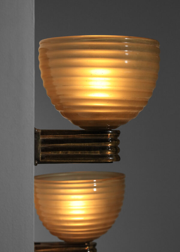 grande paire d'appliques tommaso buzzi en verre de murano italien - H412